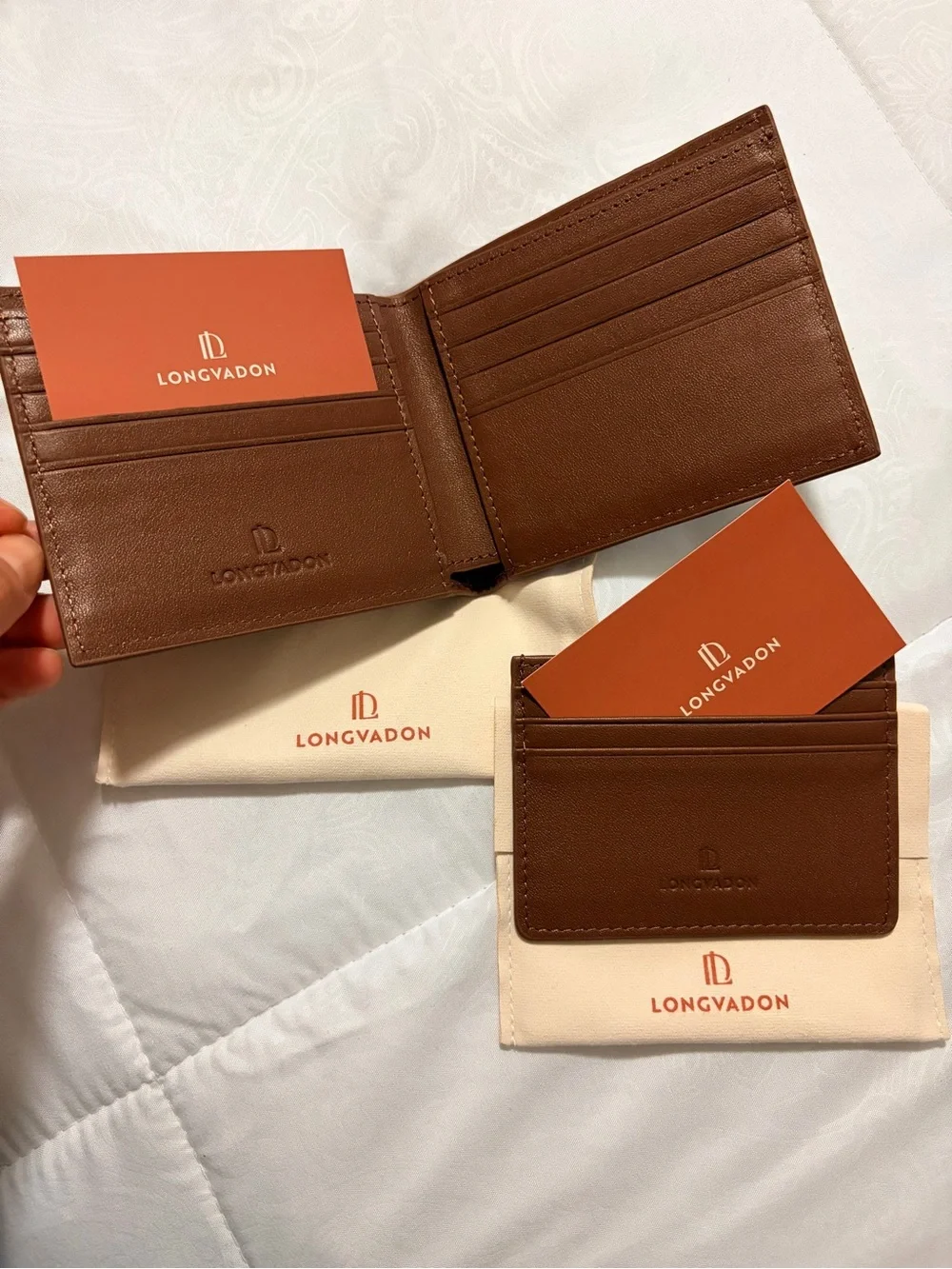 Longvadon Brown Leather Wallet and Card Holder Set